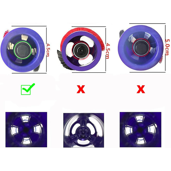Змінна щітка для килимів HUAYUWA (4-зубчастий привід, d50 мм) для пилососа Dyson V8 Total Clean V8 Animal V7 (для V6 (4-зубчастий привід, ширина 45 мм))