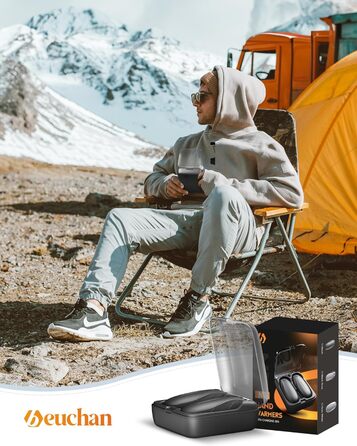 Електричний грієчка для рук 2-в-1 з магнітною основою та зарядним пристроєм, 14000mAh, 3 режими нагріву, для жінок, чоловіків, сімей, гольфу, полюванню та кемпінгу, чорний N7