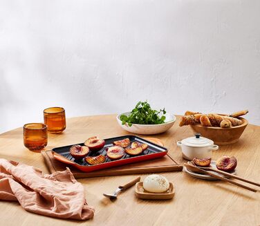 LE CREUSET Гриль-пательня прямокутна чавунна, 33 см, Червона, для всіх плит (індукція)