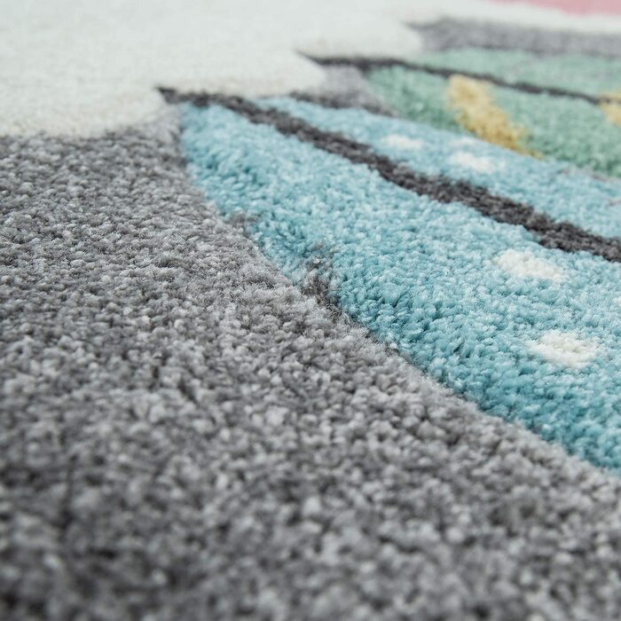 Пако домашній килим для дитячої кімнати сірий 3D мотив Альпака дизайн пастельні тони м'які міцні, Розмір120x170 см (160x230 см)