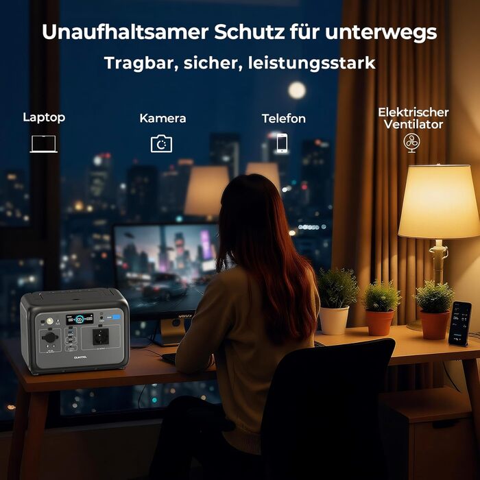 Портативна електростанція OUKITEL 800W з сонярним генератором та акумулятором LiFePO4 512Wh, 1600W пікова потужність, USB A/C виходи, швидка зарядка, 6 кг для кемпінгу, подорожей та активного відпочинку (P800+100W)