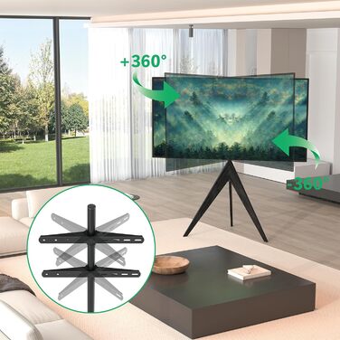 Підставка для телевізора XTRARM Argo, 26-65 дюймів, 40 кг, VESA 400x400 мм, поворот 360°, чорна