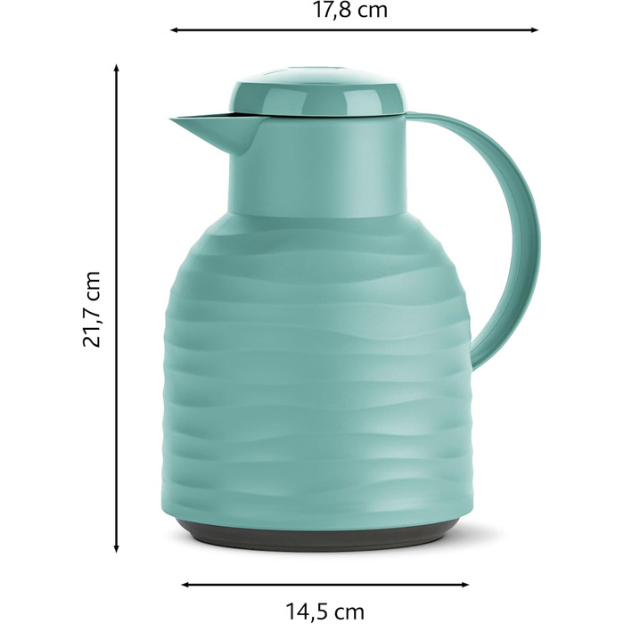 Термос Emsa Samba Wave Isolierkanne, 1 літр, Quick Press, скло, зелений, Made in Germany