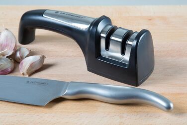 Точилка для ножів Le Creuset, для ножів з дамаської та нержавіючої сталі, 2 абразивні круги з нержавіючої сталі 18/8, чорна
