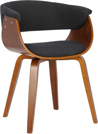 Стільці для їдальні CLP Bruce з тканинним покриттям, дерев'яним каркасом, чорного кольору для їдальні або кухні | Крісло витримує до 150 кг, колір: каркас - горіх, тканина - чорний