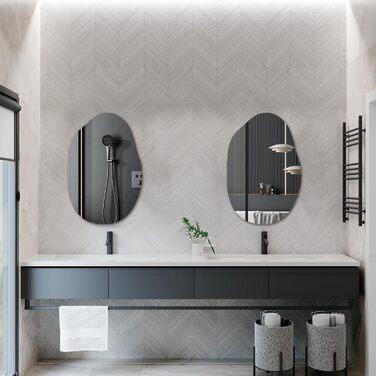 Дзеркало для ванної кімнати Boromal, чорне, 55x80 см, вертикальне/горизонтальне, для ванної, вітальні, гостьового WC