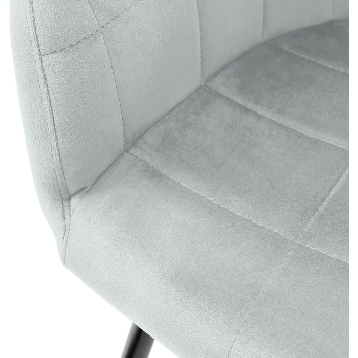 6 стільців для їдальні ECD Germany сірого кольору з підлокітниками та спинкою, м'яке крісло з велюровим покриттям, металеві ніжки, ергономічні стільці для кухні та вітальні