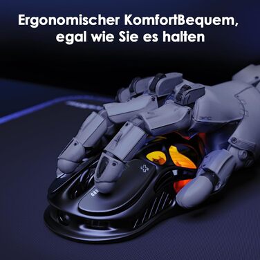 GravaStar Mercury M2 Бездротова Ігрова Миша з 26000 DPI, Сенсор PAW3395, 79г, 5 RGB-режимів, 5 програмованих кнопок, Tri-Mode (2.4GHz/Bluetooth/Кабель), для PC/Mac – Чорний