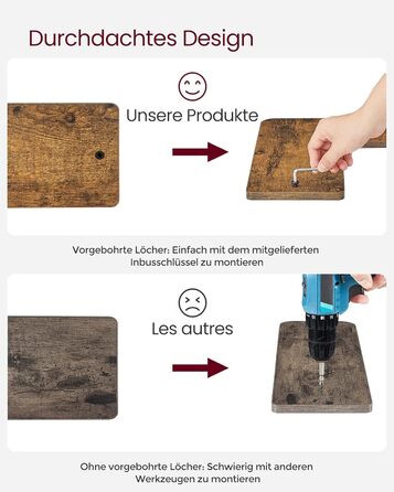 Набір кутових настінних полиць VASAGLE у стилі лофт, L-подібні полиці для вітальні, спальні та кухні, вінтажний коричневий та чорний, 2 шт. (LLS831B01)