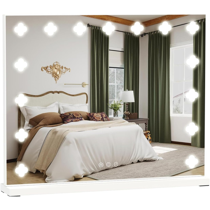 Дзеркало для макіяжу YU YUSING з підсвічуванням 58x45 см, 15 LED, дизайн у формі квітки, 3 кольори, USB Type-C, 10x збільшення