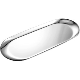 Срібний овальний лоток для макіяжу, нержавіюча сталь, лоток для ванної кімнати, лоток для косметики, лоток для рушників, органайзер для зберігання, 30 х 12,2 см (Д х Ш), великий сріблястий L