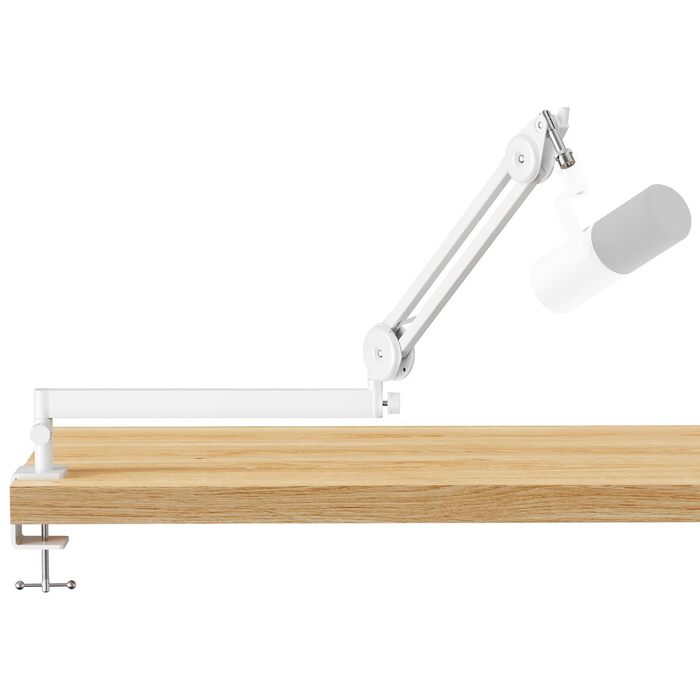 Мікрофонна стійка TONOR T40LP низькопрофільна, біла, з прихованими пружинами, 37+37 см для геймінгу, подкастів, запису звуку