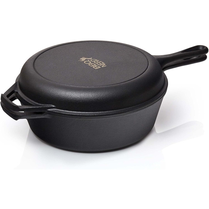 Запіканка BBQ-Nerd Cocotte 3,5 л з функцією 2-в-1 Набір для приготування Каструля для плити, духовки та гриля, включаючи сковороду