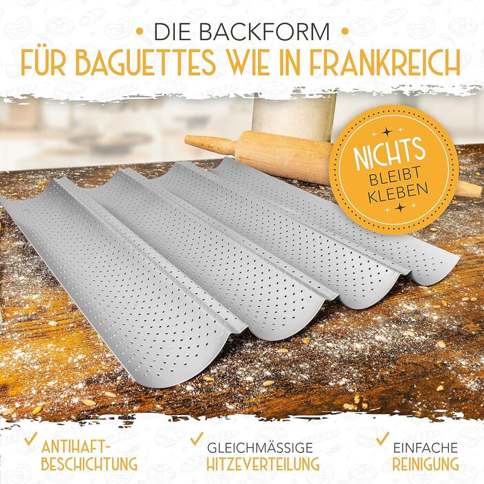 Форма для випікання хліба з кришкою та кошиком для підйому тіста - Robuste 28см форма з чавуну - ідеальна для випікання хліба, тостів, багетів. Аксесуари для випікання, броттоп (форма для 4 багетів)