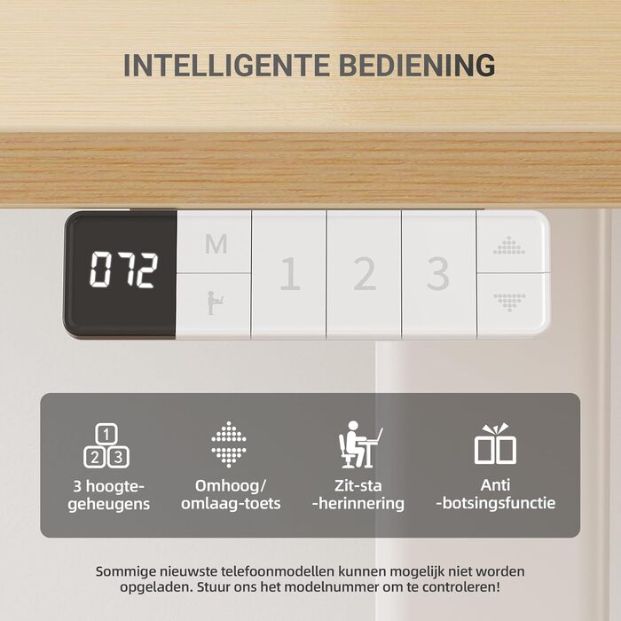 Регульований стіл Claiks з підняттям, 80 кг, 3 пам'ять, для дому/офісу, білий (180 x 80 см, бежевий)