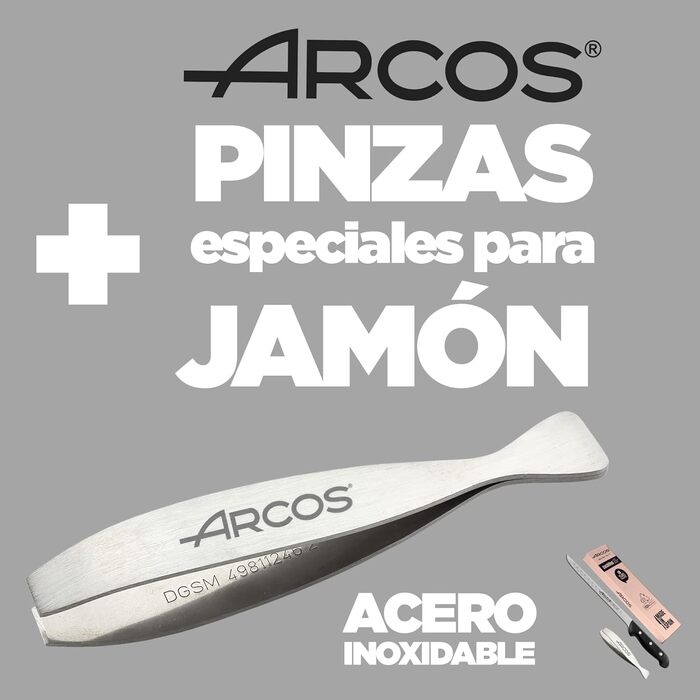 Тримач для шинки Arcos Professional в т.ч. щипці для шинки Ніж для шинки Ніж для шинки Ніж для шинки Професійний ніж для шинки Тримач шинки з нітруму з нержавіючої сталі 240 мм щипці