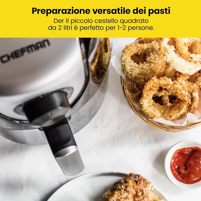 Фритюрниця Chefman 2L: компактна, чорна, з антипригарним кошиком та цифровим таймером