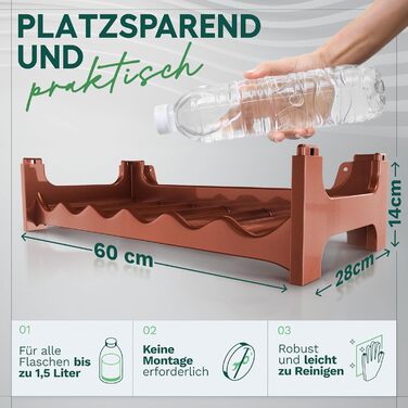 Пластикова полиця для пляшок Novaliv на 36 пляшок, розширювана, коричнева. Полиця для вина, напоїв, спиртних напоїв. Система зберігання пляшок, шафка для пляшок