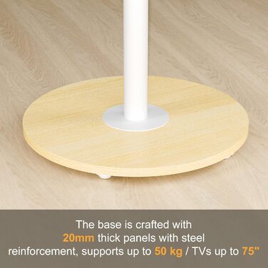 Підставка для телевізора Unho з регульованою висотою, біла, на коліщатках, для екранів 40-75 дюймів, VESA 600x400 мм, до 50 кг