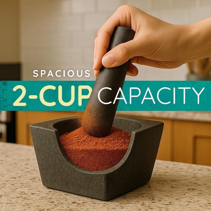 Набір ступка та товкачок з подрібнювачем часнику, прес-шнеком для авокадо та мискою для гуакамоле – автентичний мексиканський молькахе з граніту, велика ступка та товкачок для спецій