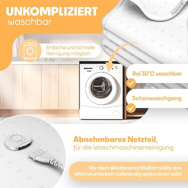 Електрична ковдра KESSER® з двома зонами нагріву та автовимкнення | Ковдра з 3 температурними режимами | Підстилка під ковдру | Тепла ковдра з м'якого флісу, біла (160 x 140 см)