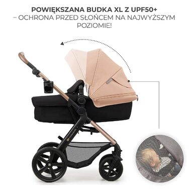 Дитяча коляска Kinderkraft MOOV2 4 в 1 з автокріслом I-SIZE, бежевий PRO, до 22 кг