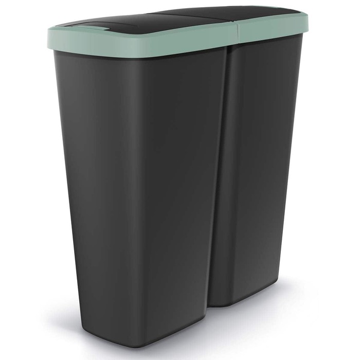 Відро для сміття Duo чорний/зелений 50 л 55x25x57см