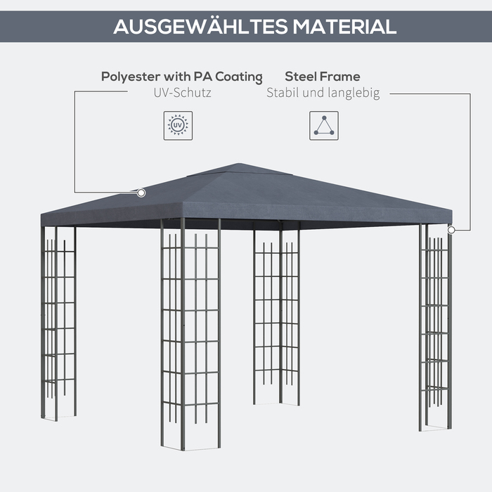 Аутсонячна садова альтанка 3x3 м міцний намет для вечірок Marquee Garden Tent зі сталі та поліестеру сірого кольору для вечірок у саду та заходів