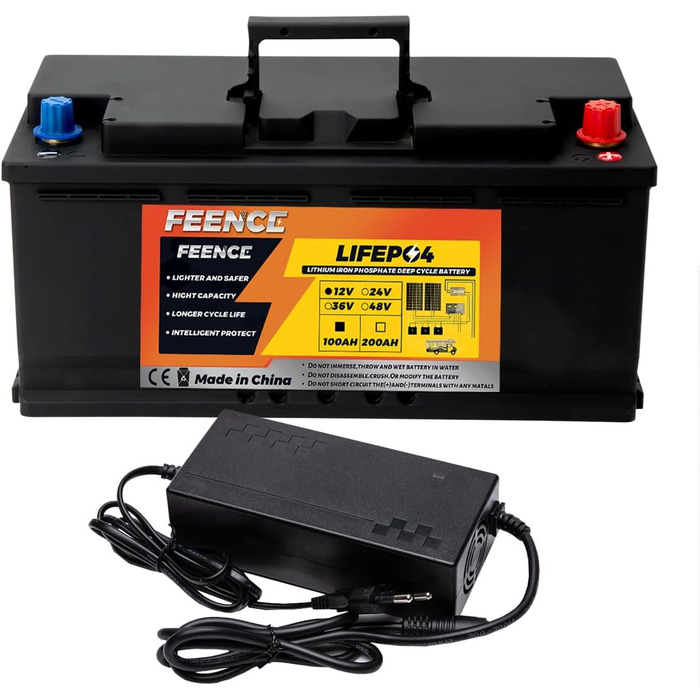 Акумуляторна батарея Feence Mini 12V 100Ah LiFePO4, 100A BMS, 15000 циклів, 10 років, для автофургонів, автофургонів, морських, автономних