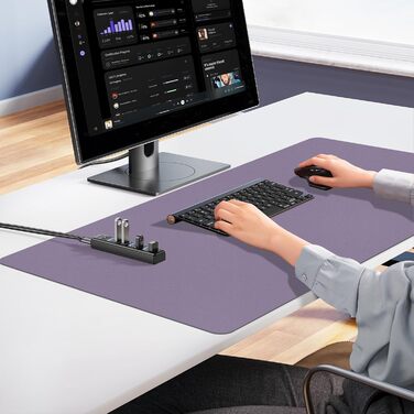 Килимок для столу та миші XXL Niviy (80x40 см), водонепроникна підкладка зі штучної шкіри PU, захисний килимок для офісу та дому, лавандовий
