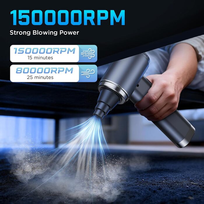 Акумуляторний ручний пилосос 4в1 Vac104, бездротовий автомобільний міні-пилосос 25000Па, безщітковий мотор 150000 об/хв, 6000mAh, для авто, дому та офісу