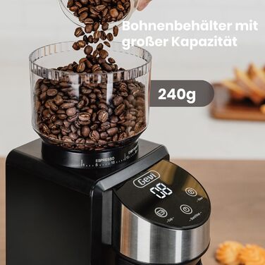 Електрична кавомолка Gevi з жерновами, для еспресо, 35 ступенів помолу, 51/58 мм портафільтр