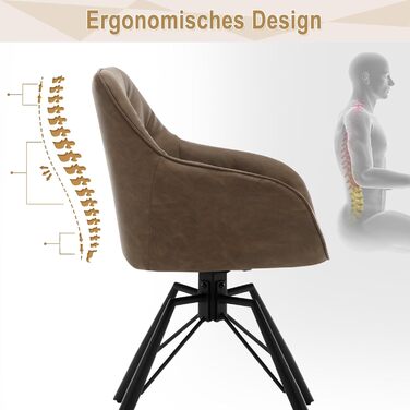 Крісло для їдальні WOLTU EZS61br-1 (8 шт.) з підлокітниками, штучна шкіра, металеві ніжки, коричневе