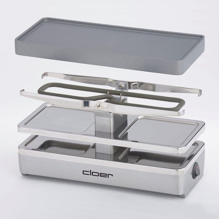 Cloer 6495 Mini Raclettegrill: компактний гриль для фондю з 2 сковорідками, 400 Вт
