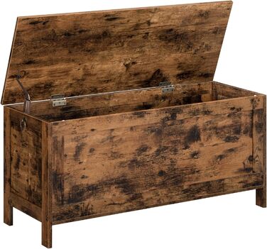 HOOBRO Скам'янка-лавка з ящиком для зберігання, іграшкова скриня з кришкою, полиця для взуття, скам'янка-скриня, міцна, безпечні петлі, спальня, вітальня, 76 см, білий EWT75CW01G1, білий (100 x 40 x 48 см, темно-коричневий)