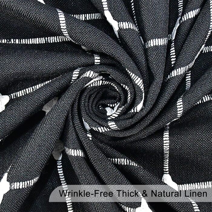 Шторка для душу сіро-зеленого кольору - сільський бохо-сучасний стиль, тканина льон, для ванної кімнати, вінтажний стиль, міцна, комплект зі бахромою, стильна богемна шторка для душу, 48x72 дюйми (121.9 x 182.9 см, 1 шт., чорний)