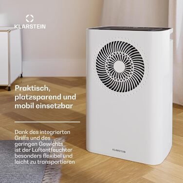 Зволожувач повітря Klarstein CircleDry 12L Smart з Wi-Fi, тихий 38dB, таймер 24г, безперервна злив, контроль вологості, для приміщень до 24м², білий