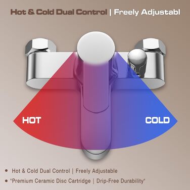 Набір для ванни з душовою лійкою та змішувачем, хром, латунь, 3 функції, настінний монтаж 150 мм