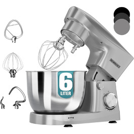 Кухонна машина Heinrich's 1500W з місткою чашею 6L (нержавіюча сталь)