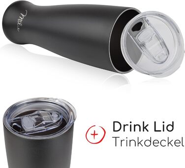 Термокухоль для пива Milu Weizenbierglas 500 мл з нержавіючої сталі з кришкою, чорний (+гравірування) - подарунок для чоловіків, тата