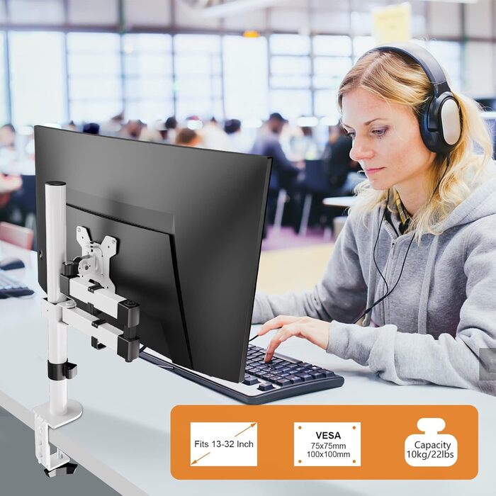 Кріплення для монітора Bracwiser - тримач для LCD/LED моніторів 13-32 дюймів, до 10 кг, регульована висота, VESA 75x75/100x100, MD7421
