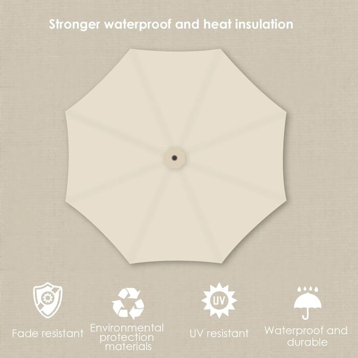 Садова парасолька від сонця Alu Ampelschirm з рукою-курбом, діаметр 300 см, бежева, з UV-захистом та водовідштовхувальним покриттям