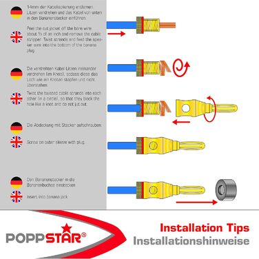 Бананові пробки Poppstar 20 шт. високого класу, 24-каратні позолочені, 4 мм, 10 шт. чорний/червоний, 20 шт.