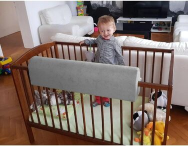 Захист для ліжечка дитячого: бортик-подушка від випадання (Сірий, 50 см)