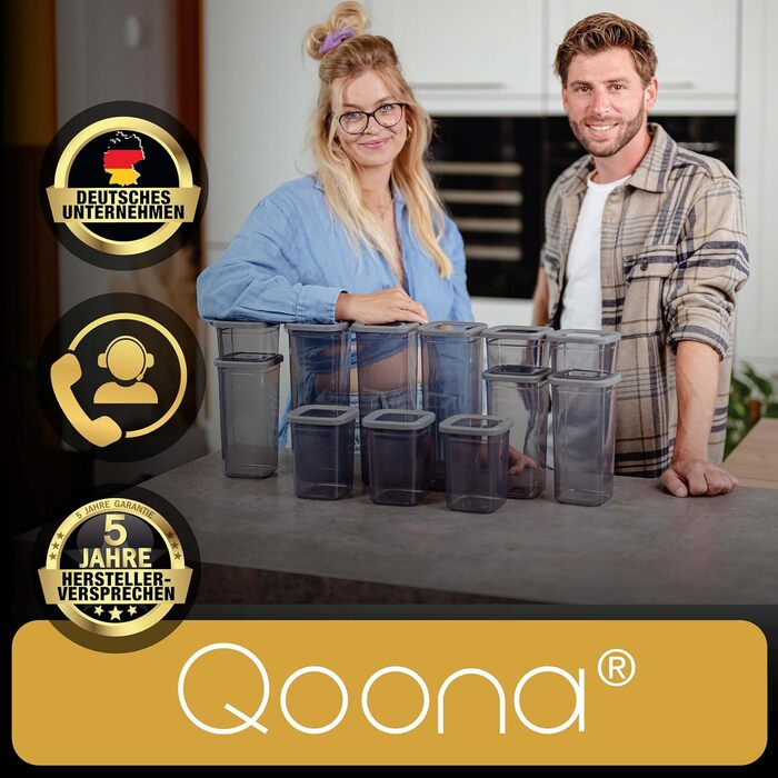 Герметичні контейнери для зберігання продуктів [набір 12 шт], антрацит - Складаються, економія місця для кухні, банки для круп, контейнери для їжі, набір 12 шт (12x1500 мл)