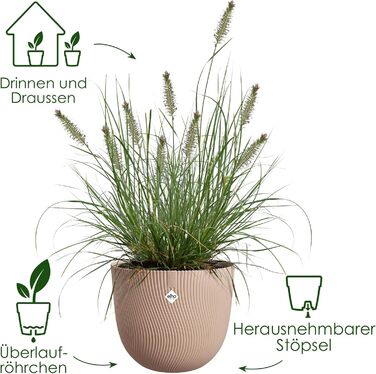 Горщик Elho Sereh Rund 40 - для дому та саду - з переробленого пластику, бежевий, Ø 39.0 x H 33.3 см