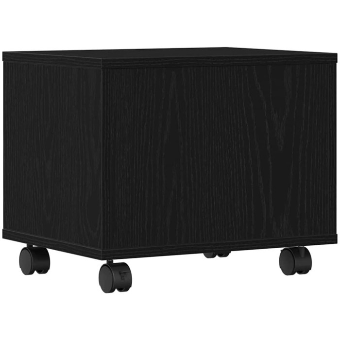 Підставка для принтера на колесах з полицями, білий ДСП, для офісу та робочого кабінету (Чорний дуб)