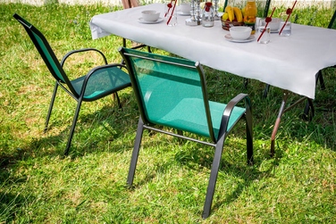 Комплект садових меблів: великий стіл (140x80) та 6 металевих стільців