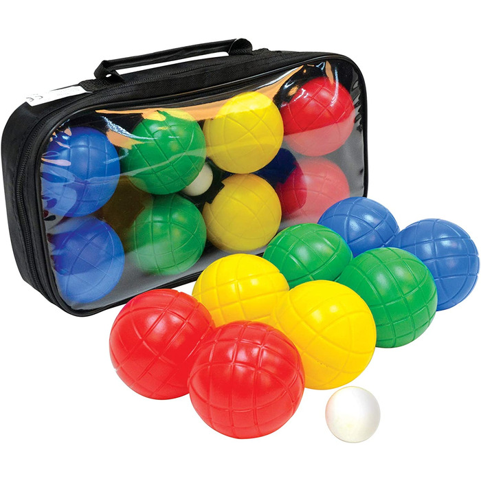 Набір для гри в бочче Shieldkt, 4 на 2 пластикових м'яча, 1 на м'яч-мішень, в закривається сумці для перенесення, 970009 (комплект з м'ячем на липучці, 970222)