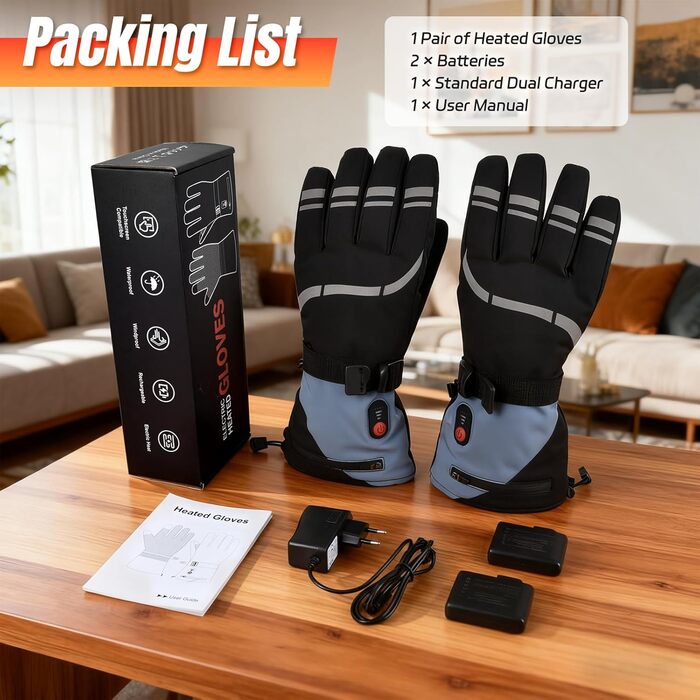 Обогревні рукавички Youtelit для жінок та чоловіків, 7.4V, 6400mAh, акумуляторні, 3 режими нагріву, водонепроникні, сенсорні, для мото, гірськолижного спорту, альпінізму, туризму, універсальний розмір